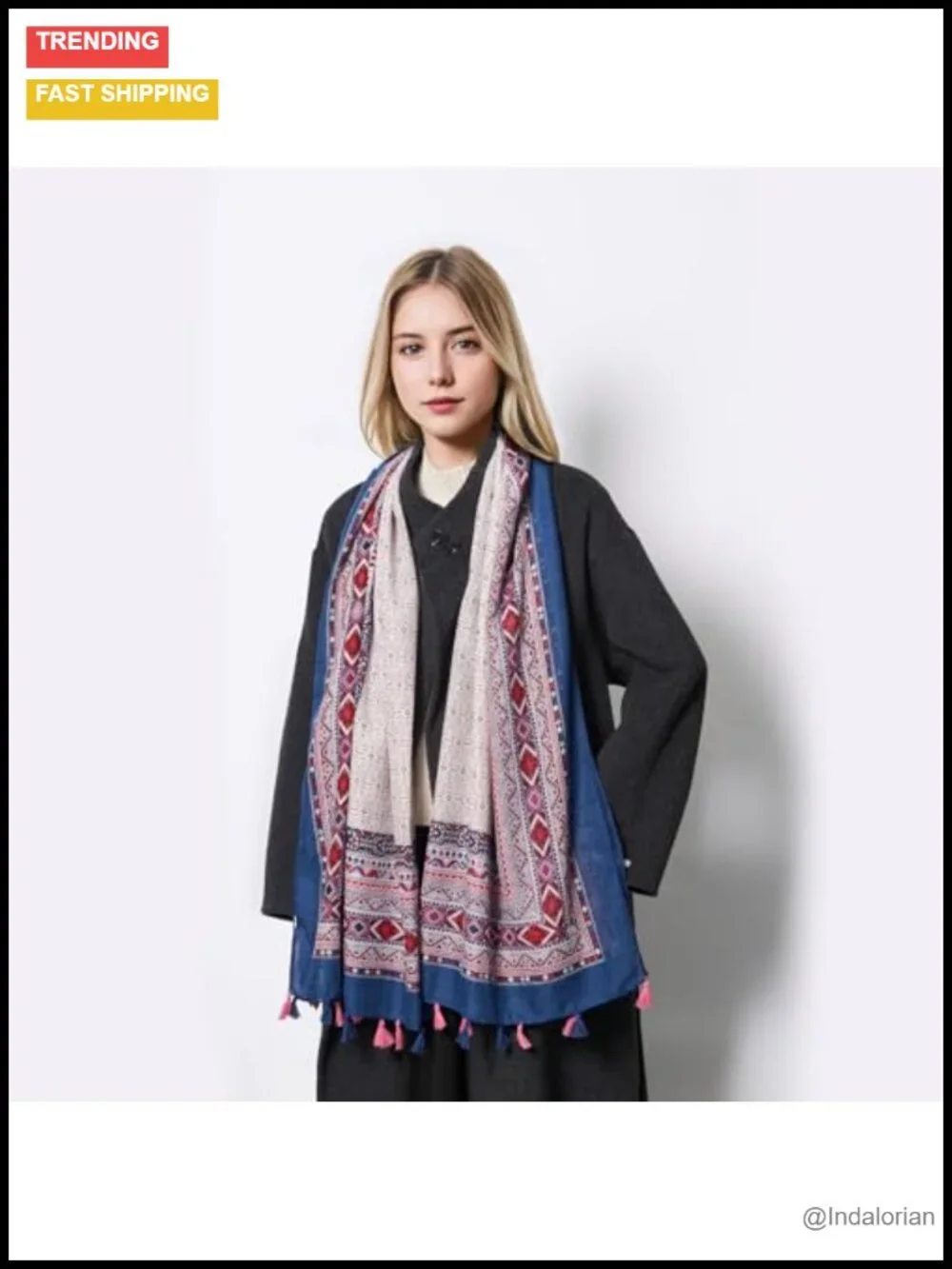 Lightweight Soft Floral Leopard Scarf for Women Fashion Shawl Wrap with Fringe